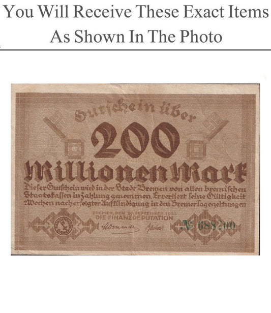 Germany Notgeld BREMEN 200 Million Mark 1923