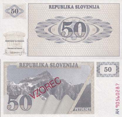 Slovenia 50 Tolarjev 1990 P 5 UNC SPECIMEN