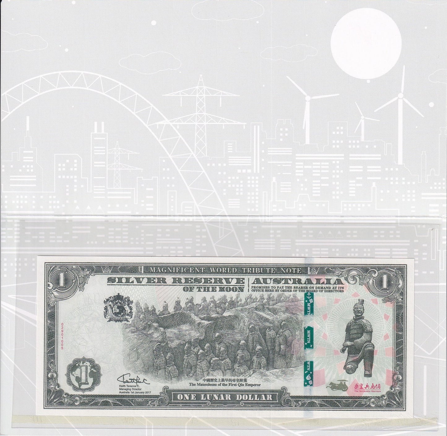 Australia 1 Lunar Dollar 2017 Silver Reserve of The Moon UNC With Folder