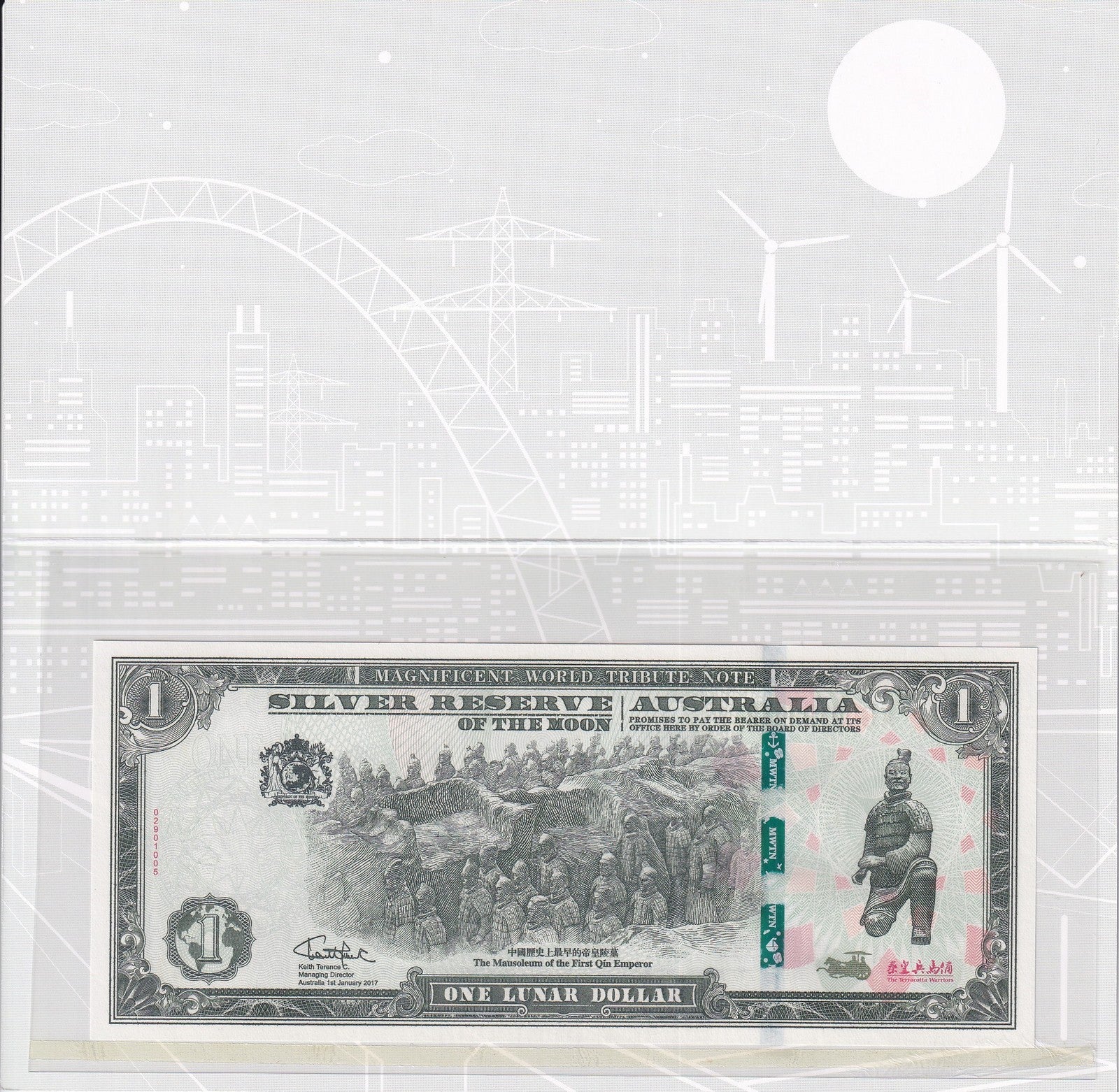 Australia 1 Lunar Dollar 2017 Silver Reserve of The Moon UNC With Folder