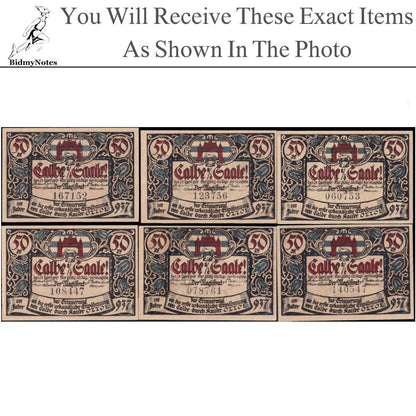 Germany Notgeld CALBE A.D. SAALE 50 Pfennig 1917 Set 6 pcs