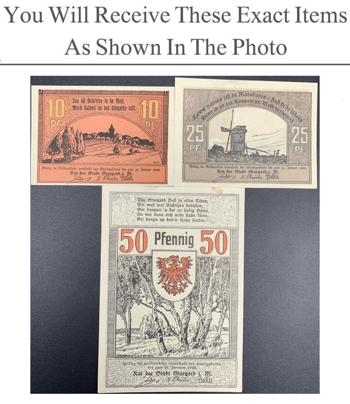 Germany Notgeld REUTERGELD 10 25 50 Pfennig 1922 Full Set 3 pcs