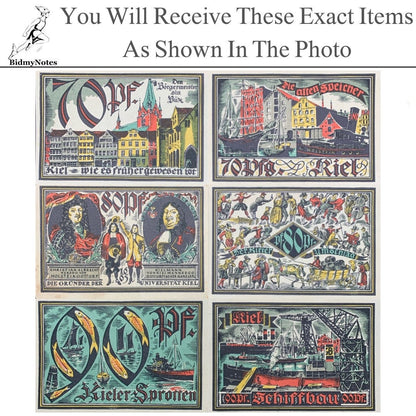 Germany Notgeld KIEL 70 80 90 Pfennig 1921 Set 6 pcs