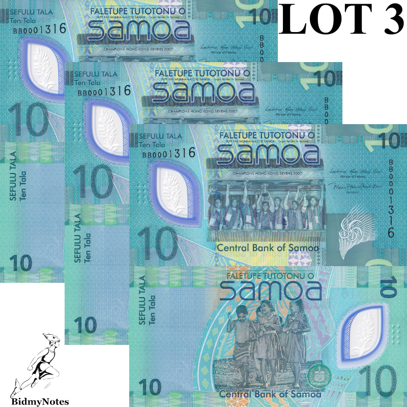 Samoa 10 Tala ND 2023 2024 P 48 New Design Polymer UNC LOT 3 pcs