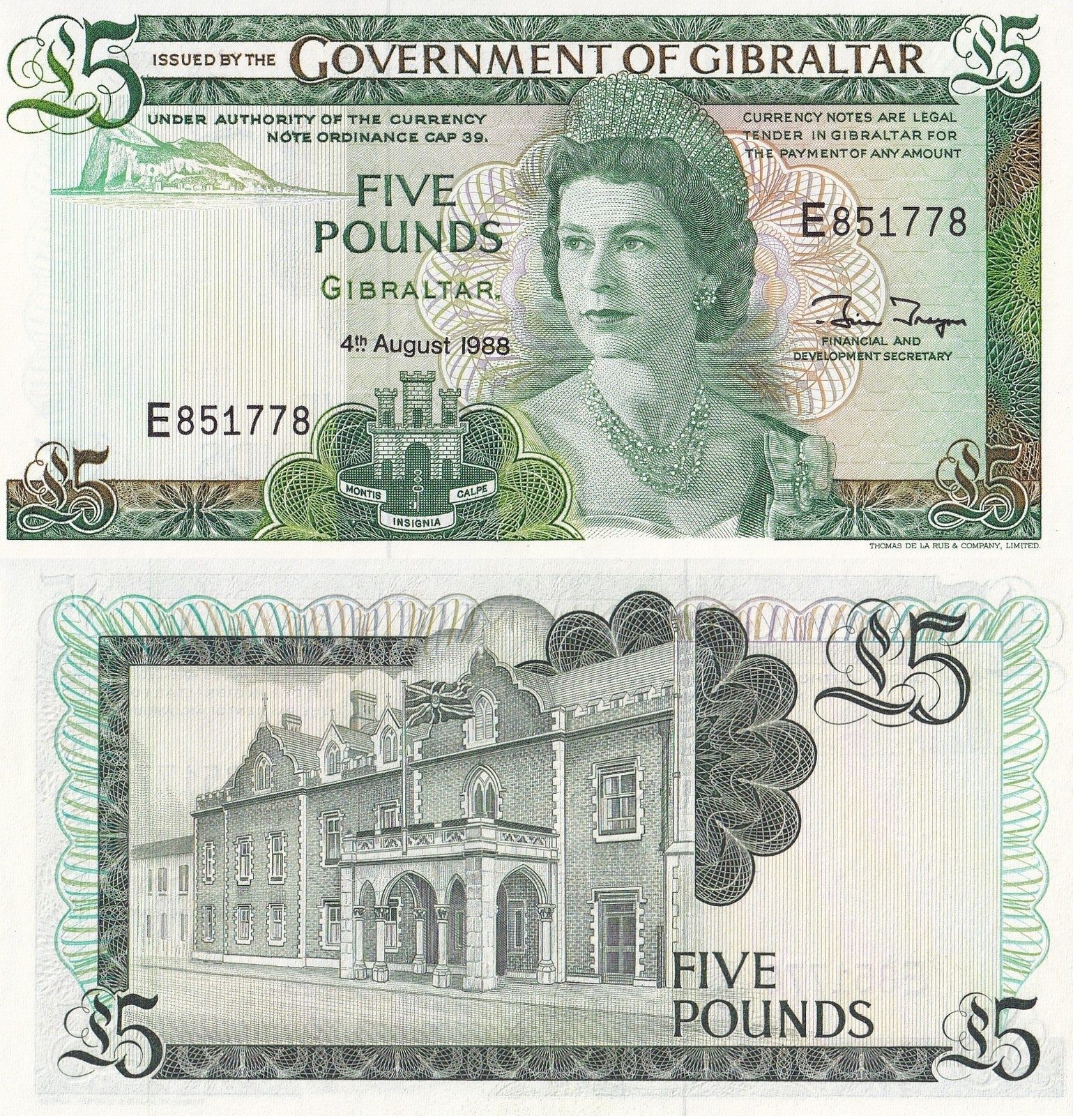 Gibraltar 5 pounds 1988 P 21b UNC
