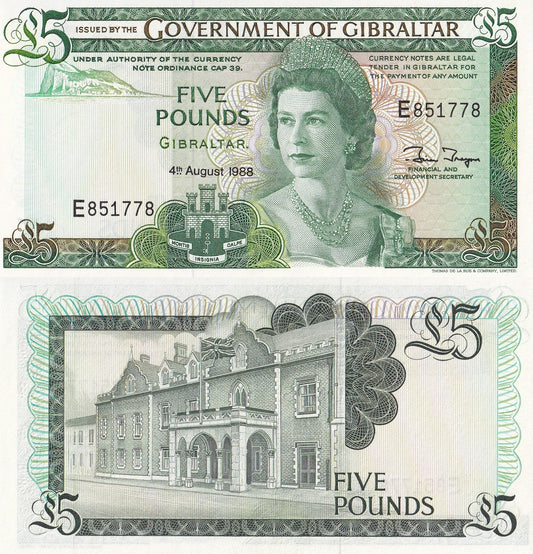 Gibraltar 5 pounds 1988 P 21b UNC