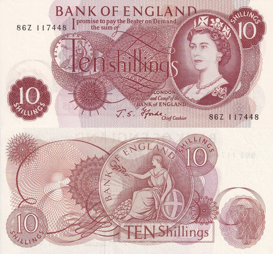 Great Britain 10 Shillings ND 1960-1970 P 373 UNC