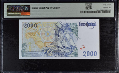 Portugal Banco de Portugal 2000 Escudos 1996 P 189b UNC PMG 67 EPQ 2nd TOP POP