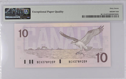 Canada Bank of Canada 10 Dollars 1989 BC-57c UNC PMG 67 EPQ 2nd TOP POP