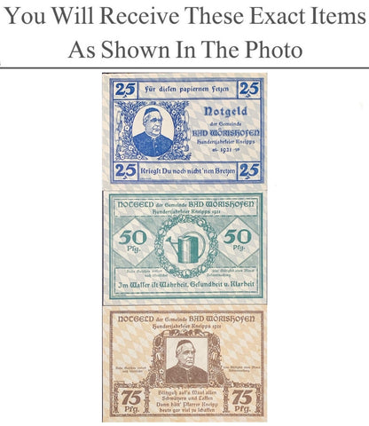 Germany Notgeld BAD WORISHOFEN 25 50 75  Pfennig 1921 Full Set 3 pcs