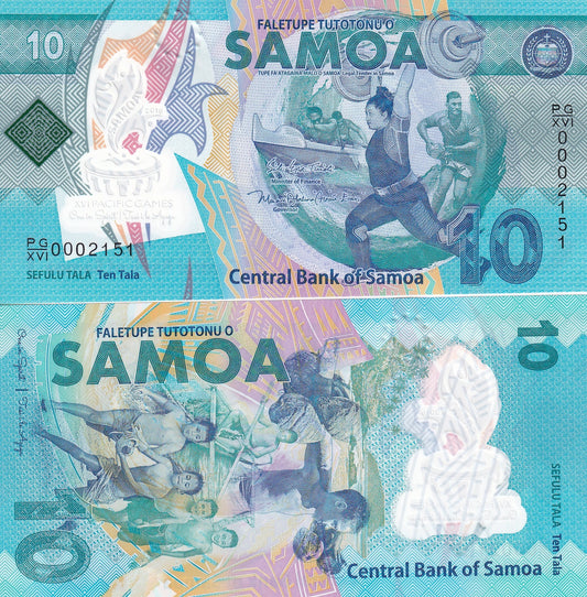 Samoa 10 Tala 2019 P 45 Polymer Commemorative UNC Low Serial No. 000XXXX
