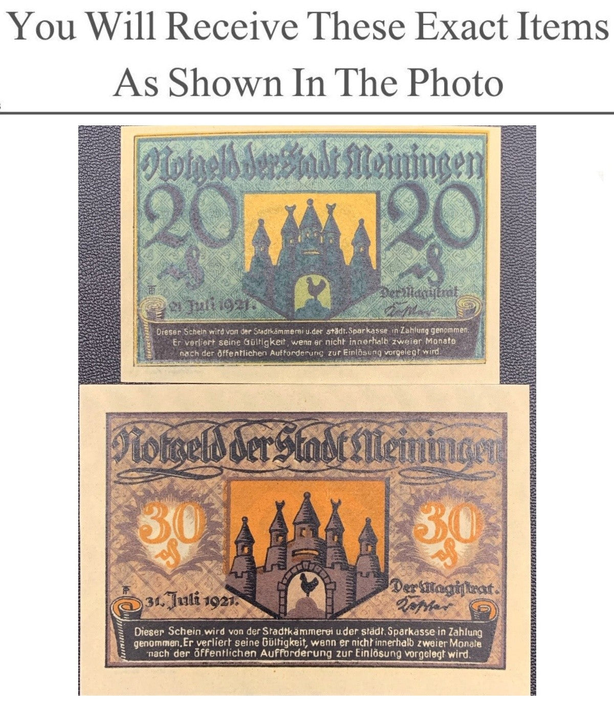 Germany Notgeld MEININGEN 20 30 Pfennig 1921 Full Set 2 pcs