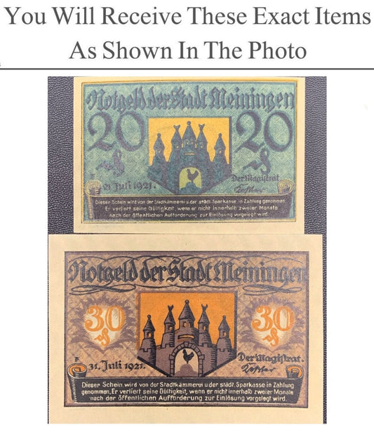 Germany Notgeld MEININGEN 20 30 Pfennig 1921 Full Set 2 pcs