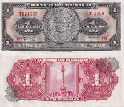 Mexico 1 Peso 1967 P 59j UNC Lot 3 pcs