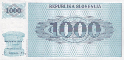 Slovenia 1000 Tolarjev 1992 P 9b UNC SPECIMEN