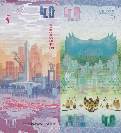 Indonesia PERURI Housenote 4.0 TEST NOTE The Land Of Dreams UNC With Folder