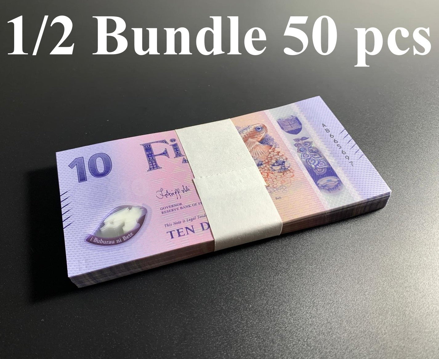 Fiji 10 Dollars ND 2026 P New Design Polymer UNC 1/2 Bundle LOT 50 pcs