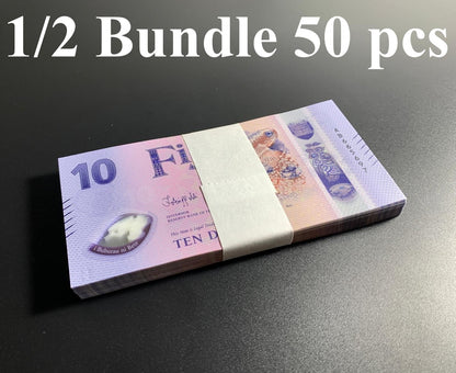 Fiji 10 Dollars ND 2026 P New Design Polymer UNC 1/2 Bundle LOT 50 pcs