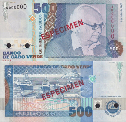 Cape Verde Cabo Verde 500 Escudos 2002 P 64 UNC SPECIMEN