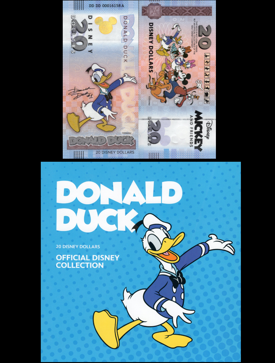 Disney Official Mickey Mouse & Frinds 20 Dollars 2025 Donald Duck UNC W/F