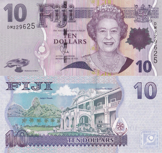 Fiji 10 Dollars ND 2007 P 111a Queen Elizabeth II UNC
