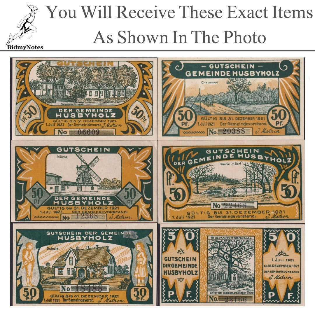 Germany Notgeld HUSBYHOLZ 50 Pfennig 1921 Set 6 pcs