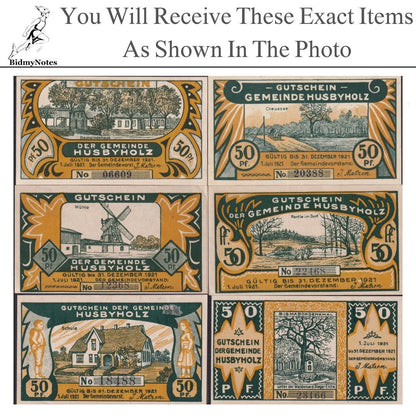 Germany Notgeld HUSBYHOLZ 50 Pfennig 1921 Set 6 pcs