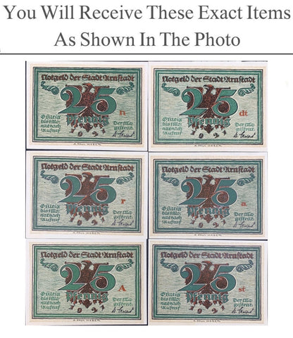 Germany Notgeld ARNSTADT 25 Pfennig 1921 Full Set 6 pcs