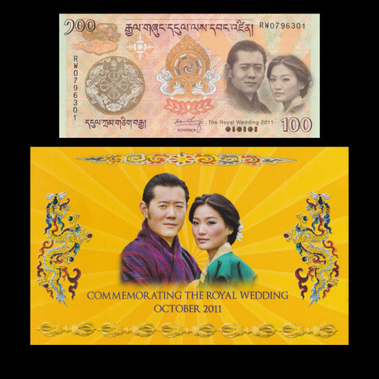 Bhutan 100 Ngultrum 2011 P 35 UNC Commemorative With Folder