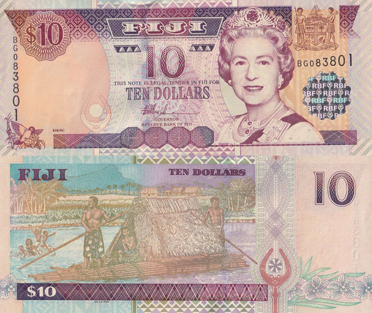 Fiji 10 Dollars ND 2002 P 106 Queen Elizabeth II UNC