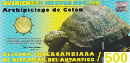 Galapagos Islands 500 Sucres 2009 Charles Darwin Test Note UNC COMM. Type 1
