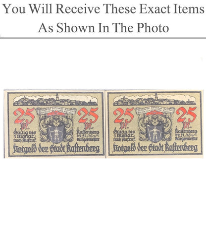 Germany Notgeld RASTENBERG 25 Pfennig 1921 Set 2 pcs