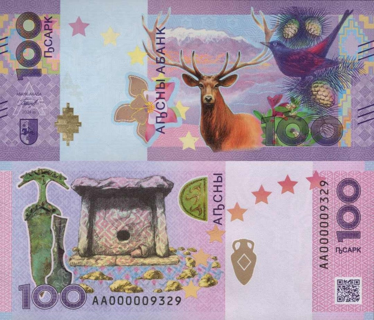 Abkhazia 100 Apsar 2024 P 5 New Deer UNC COMM. AA Frist Prefix LOW SERIAL NO.