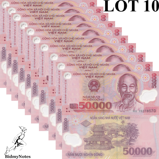 Viet Nam Vietnam 50000 Dong 2019 P 121 Polymer UNC 1/10 Bundle LOT 10 pcs