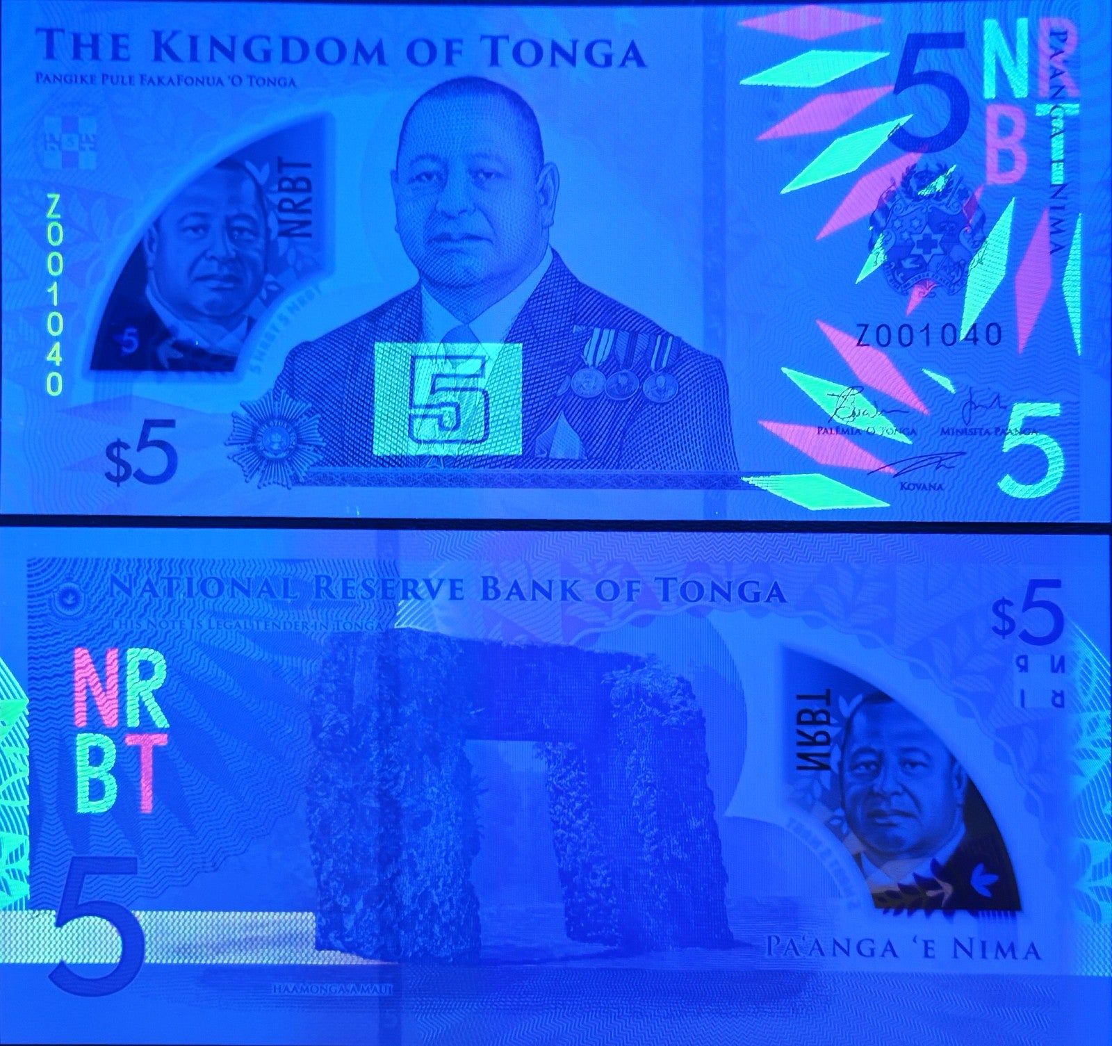 Tonga 5 Pa'anga 2023/2024 P 51 New Design Polymer UNC LOW S/N Z Replacement