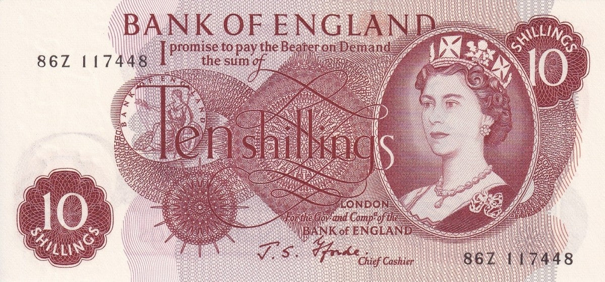 Great Britain 10 Shillings ND 1960-1970 P 373 UNC