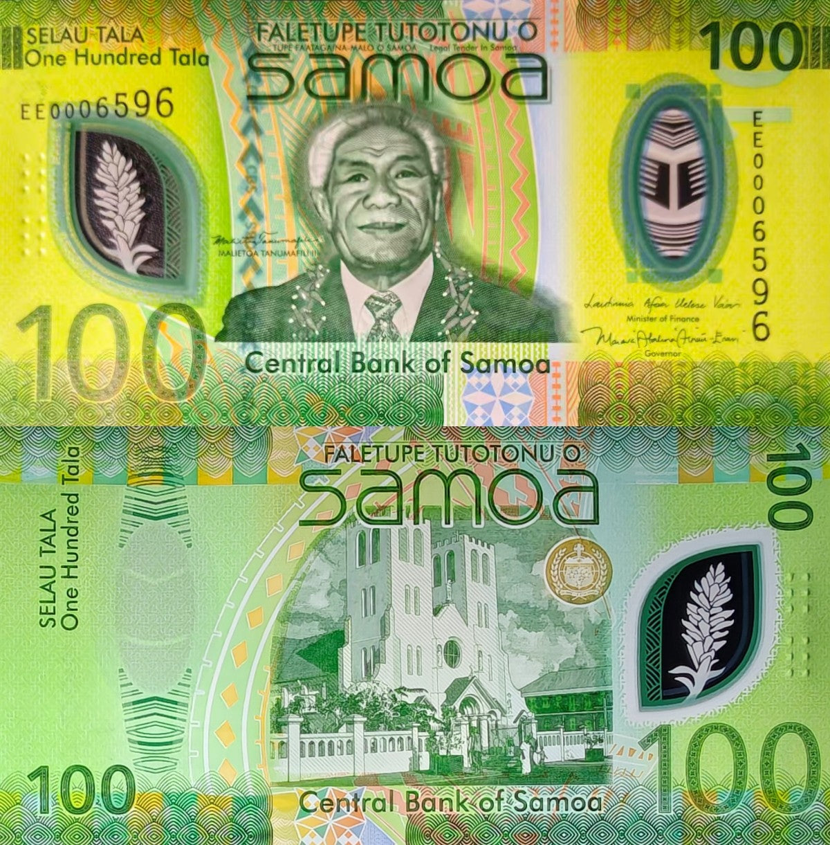 Samoa 50 100 Tala 2025 P New Issue Polymer UNC Set 2 pcs Matching No.