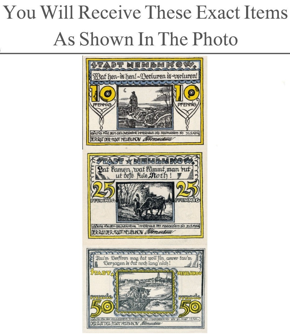 Germany Notgeld NEUNBUKOW 10 25 50 Pfennig 1922 Full Set 3 pcs