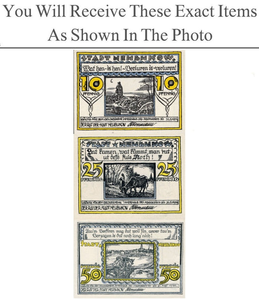Germany Notgeld NEUNBUKOW 10 25 50 Pfennig 1922 Full Set 3 pcs