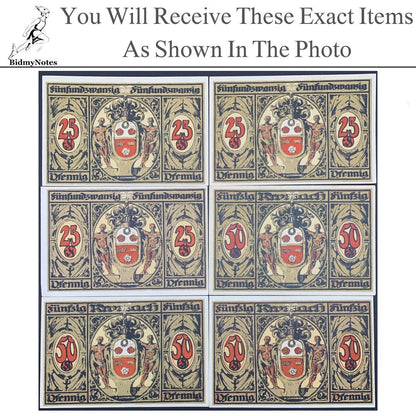 Germany Notgeld KRONACH 25 50 Pfennig 1921 Set 6 pcs