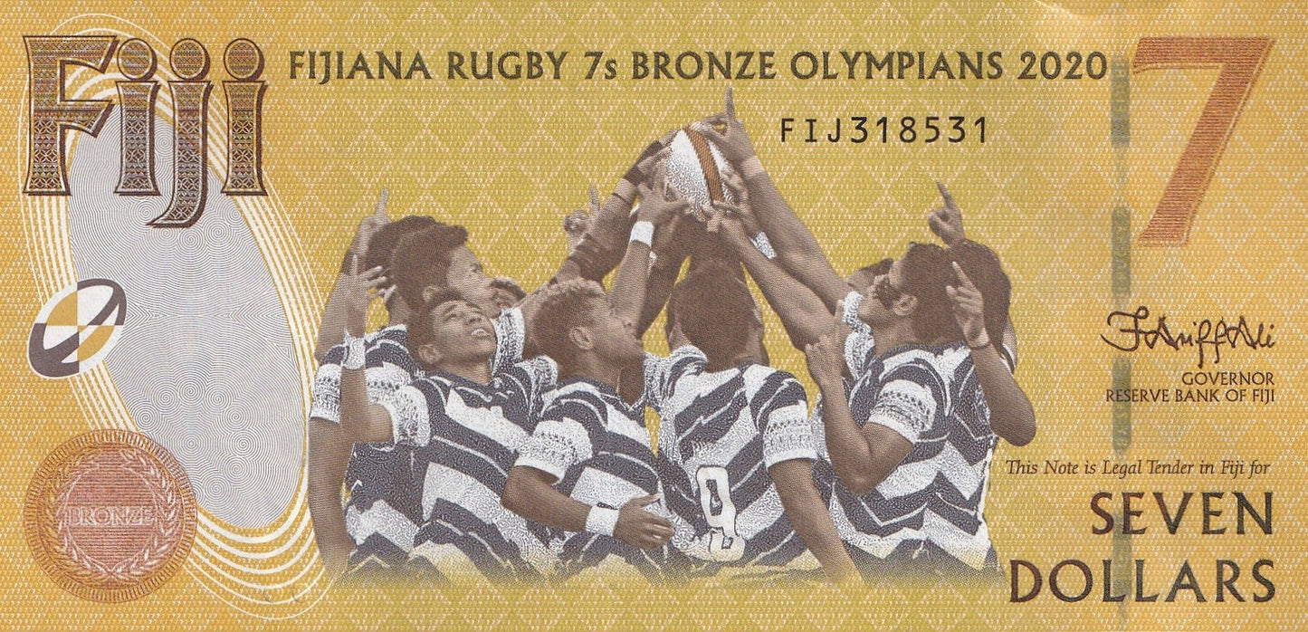 Fiji 7 Dollars 2022 P 122 Prefix FIJ UNC Commemorative