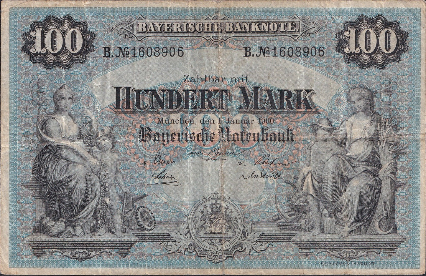 Germany-Bayern 100 Mark 1900 P S922 Circulated