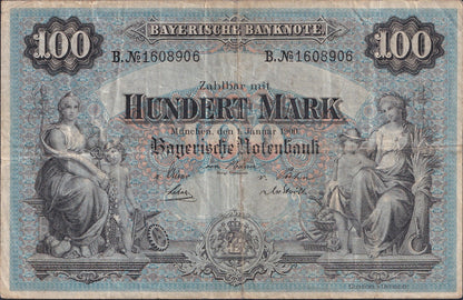 Germany-Bayern 100 Mark 1900 P S922 Circulated