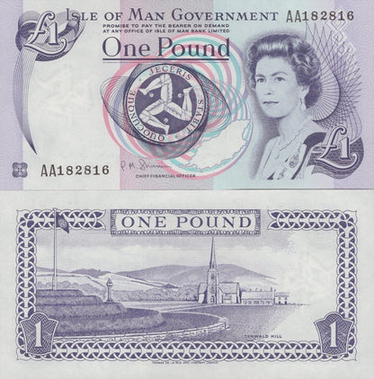 Isle of Man 1 Pound ND 1990-2009 P 40c UNC AA First Prefix 