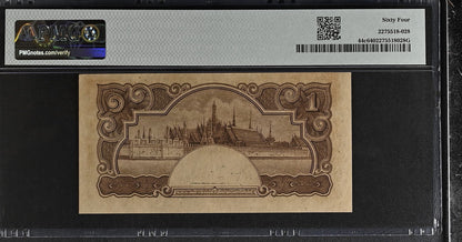 Thailand WWII 1 Baht ND (1942-44) P 44c UNC PMG 64 Wmk Constitution