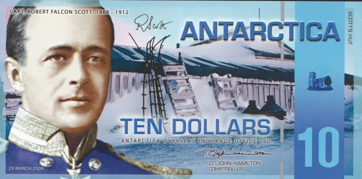 Antarctica 10 Dollars 2009 Capt. Robert Scott's Hut Polymer TEST NOTE UNC