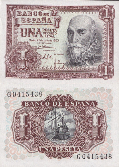 Spain 1 Peseta 1953 P 144 UNC