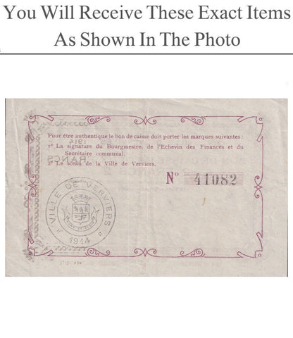 Belgium Notgeld VERVIERS 2 Francs 1914