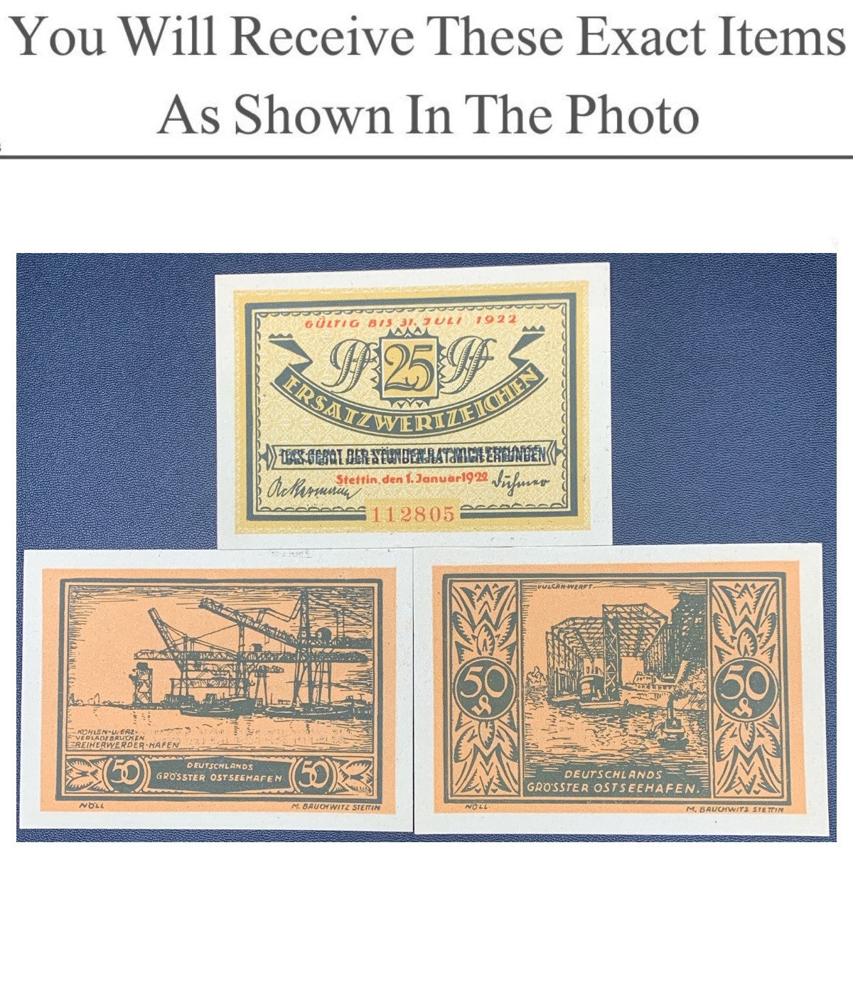 Germany Notgeld STETTIN 25 50 Pfenning 1922 Set 3 pcs