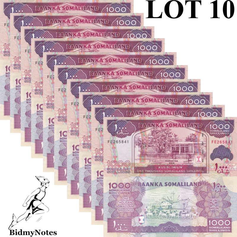 Somaliland 1000 Somaliland Shillings 2014 P 20c UNC 1/10 Bundle LOT 10 pcs